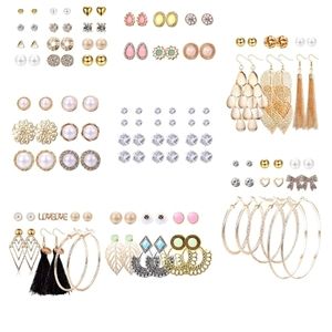 63 Pairs Assorted Dangle Drop Statement Earrings NWT